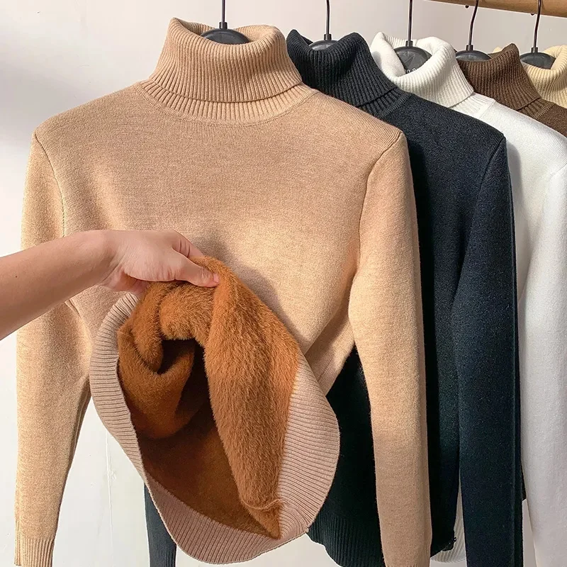 

2022 New Turtle Neck Winter Sweater Women Elegant Cashmere Thick Warm Female Knitted Pullover Loose Basic Knitwear Jumper Tops