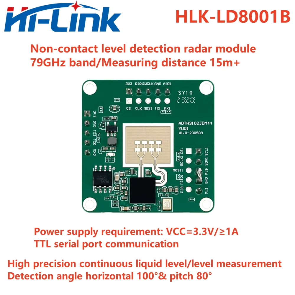 

Hilink 79G millimeter wave liquid level detection sensor HLK-LD8001B Non-contact radar module high precision level measurement