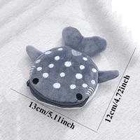 Fashion Cute Blue Shark Mini Whales Coin Purse Plush Zipper Coin Wallet Designer Women's Small Change Bag Key Earphone Pouch 5