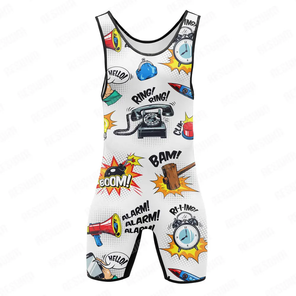 Funny One Piece Sleeveless Wrestling Singlets Suit Men's Training Leotard Sports Fitness Bodysuit Singlet Powerlifting Jumpsuit