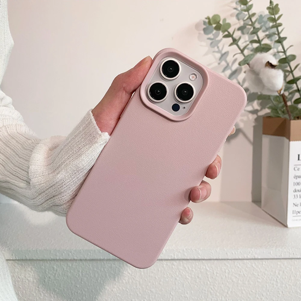 Premium Shockproof Leather Case with Soft Candy Color Matte Finish