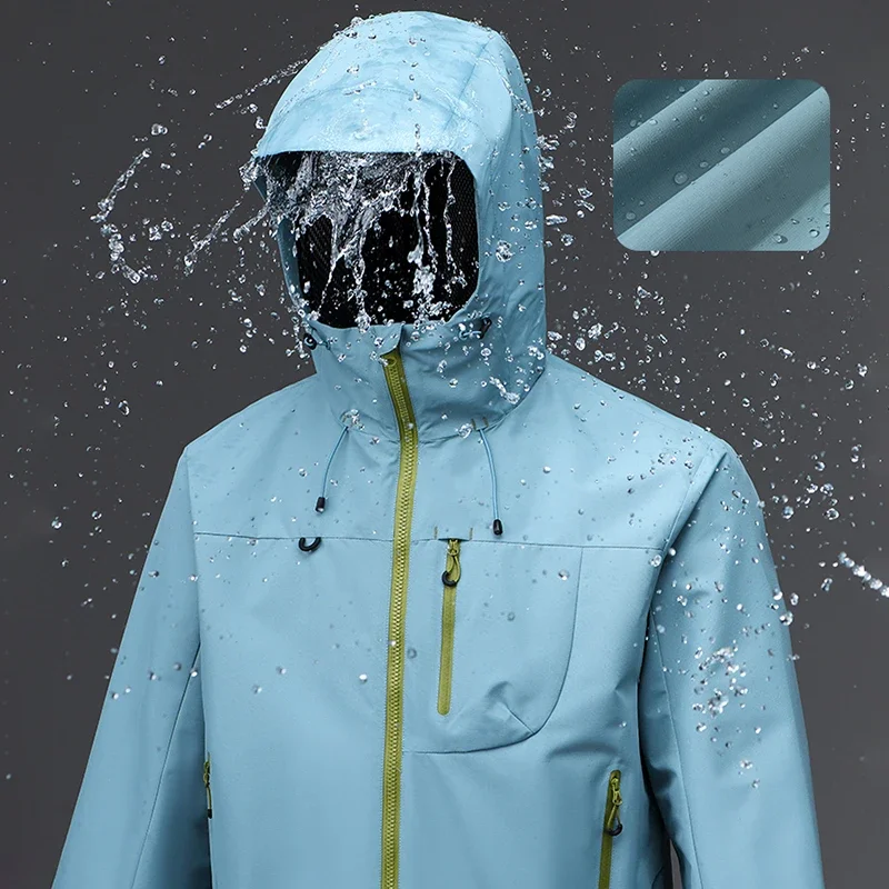 Men's Outdoor Hooded Jackets Waterproof Windbreaker Sport Hiking Climbing Trekking Multiple Pockets Softshell Hooded Jacket Male - 5
