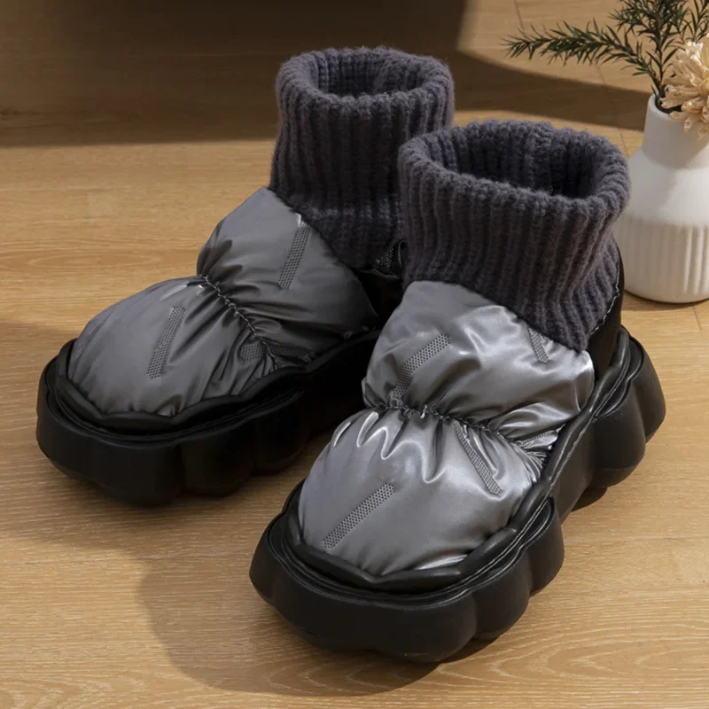 

2023 New Winter Warm High Top Cotton Shoes for Women Waterproof Down Cloth Vamp Thick Soft Plush Outdoor Snow Boots Botas