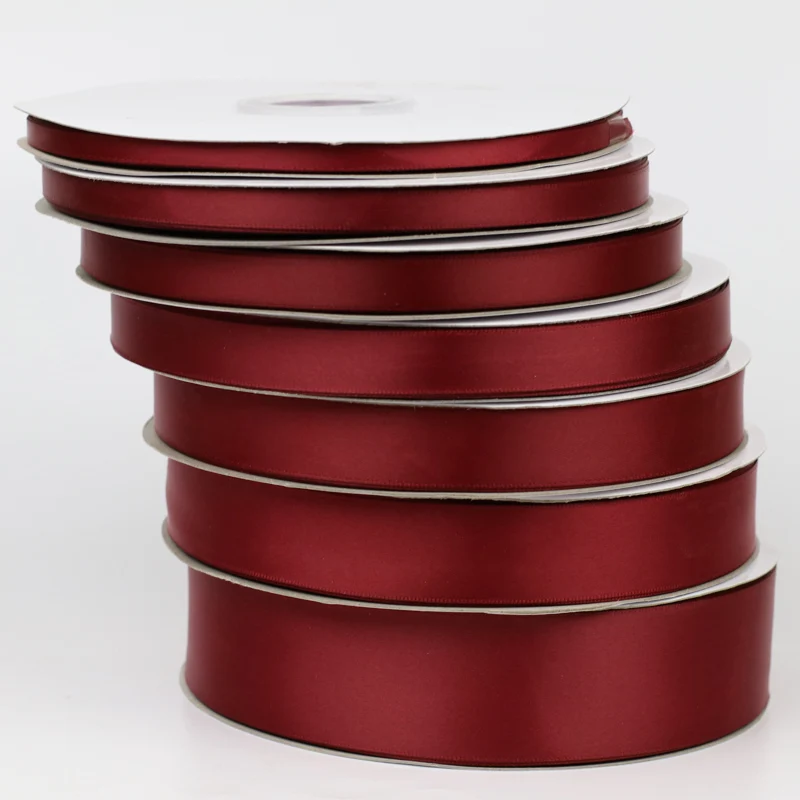 Burgundy Wine Red Single Face Satin Ribbon 6-10-15-20-25-40-50mm Gift Packaging Tape Christmas Halloween Birthday Party Decor satin ribbons,ribbon supplies,wrapping ribbon,satin ribbon