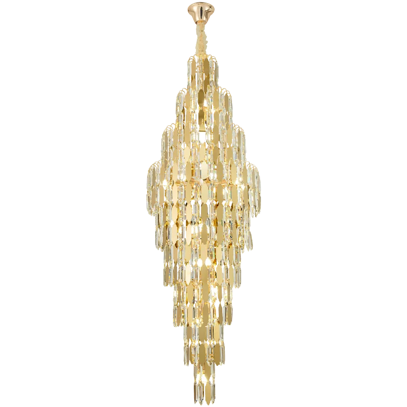 Modern Duplex Rotating Staircase Chandelier Building Stairwell Rotating Long Chandelier Atmospheric Villa Hall Crystal Light