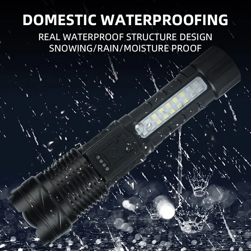 30W P50 COB Strong Light Flashlight Portable Rechargeable Bright Household LED Lamp Built in Battery with Power Display led flashlights