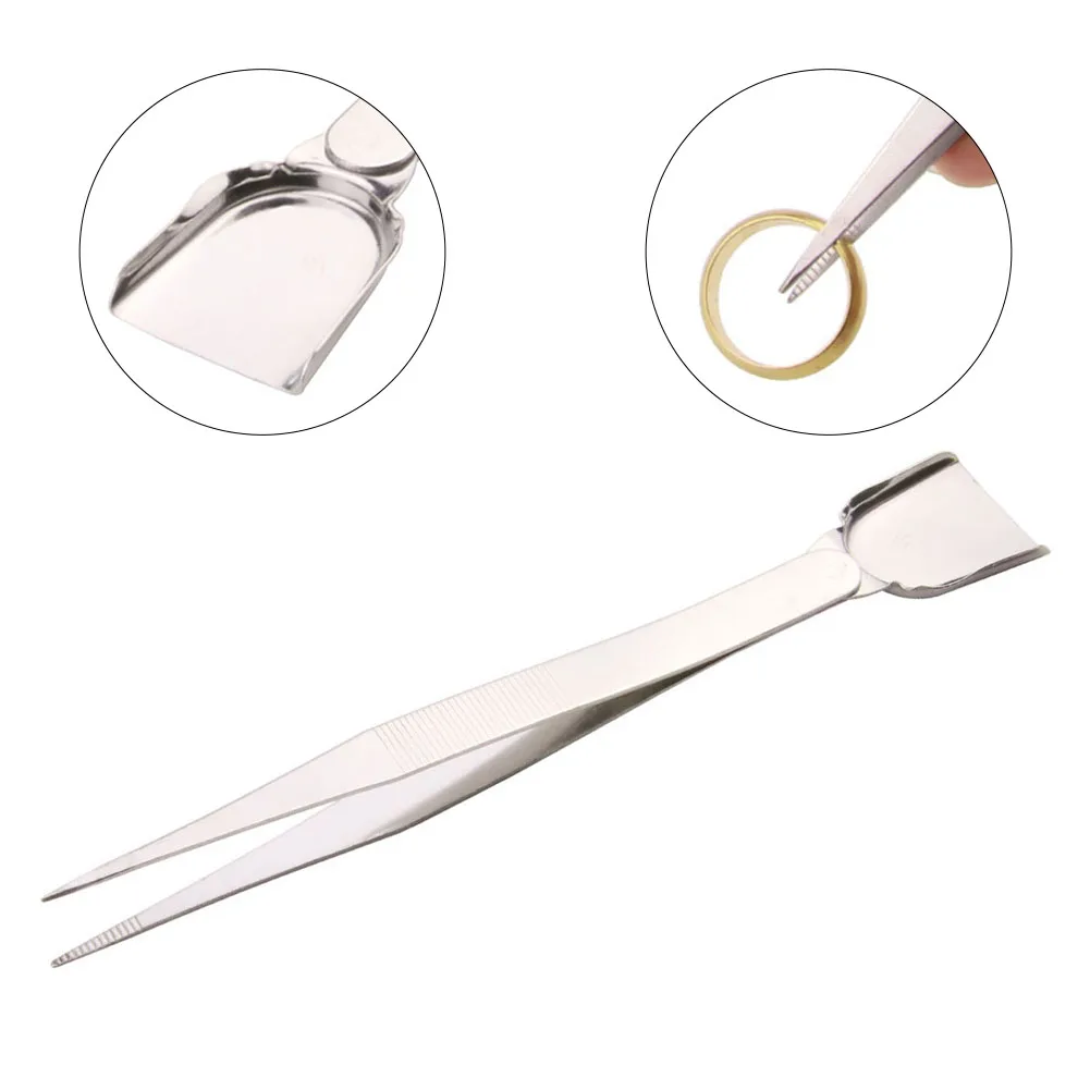1Pc Professional Tweezer W/Scoop Shovel Pick-Up Tool 160mm For Diamond Gem Bead Holding Clip Jewelry Jade DIY Manual Tools precision tweezers tweezer tool