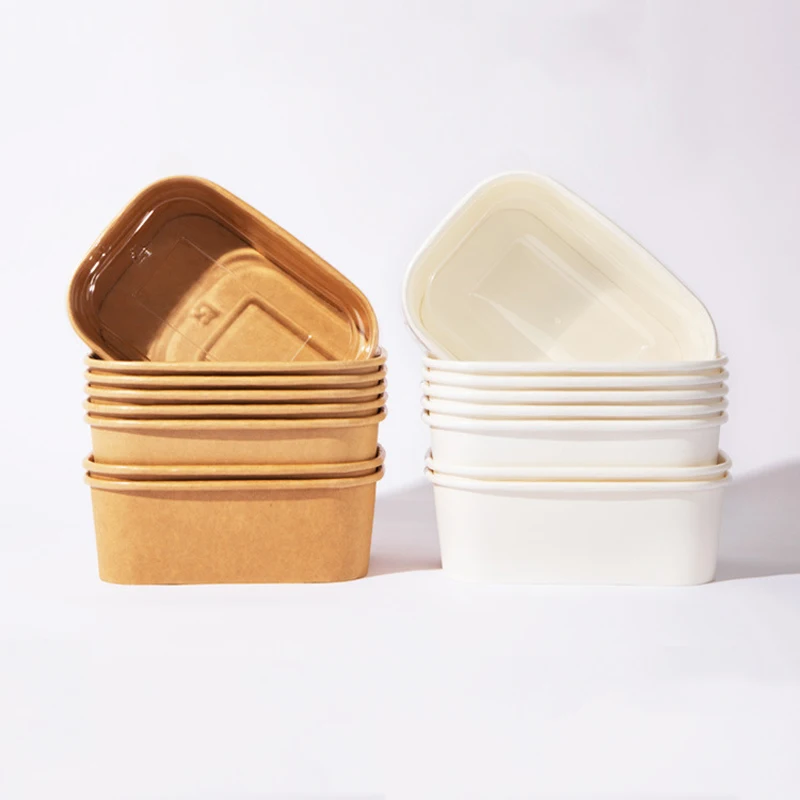 10Pcs Disposable Paper Lunch Boxes with Lids, Eco-Friendly Takeaway Containers, Kraft F... - SKU DPLB1541 - UGI Packaging