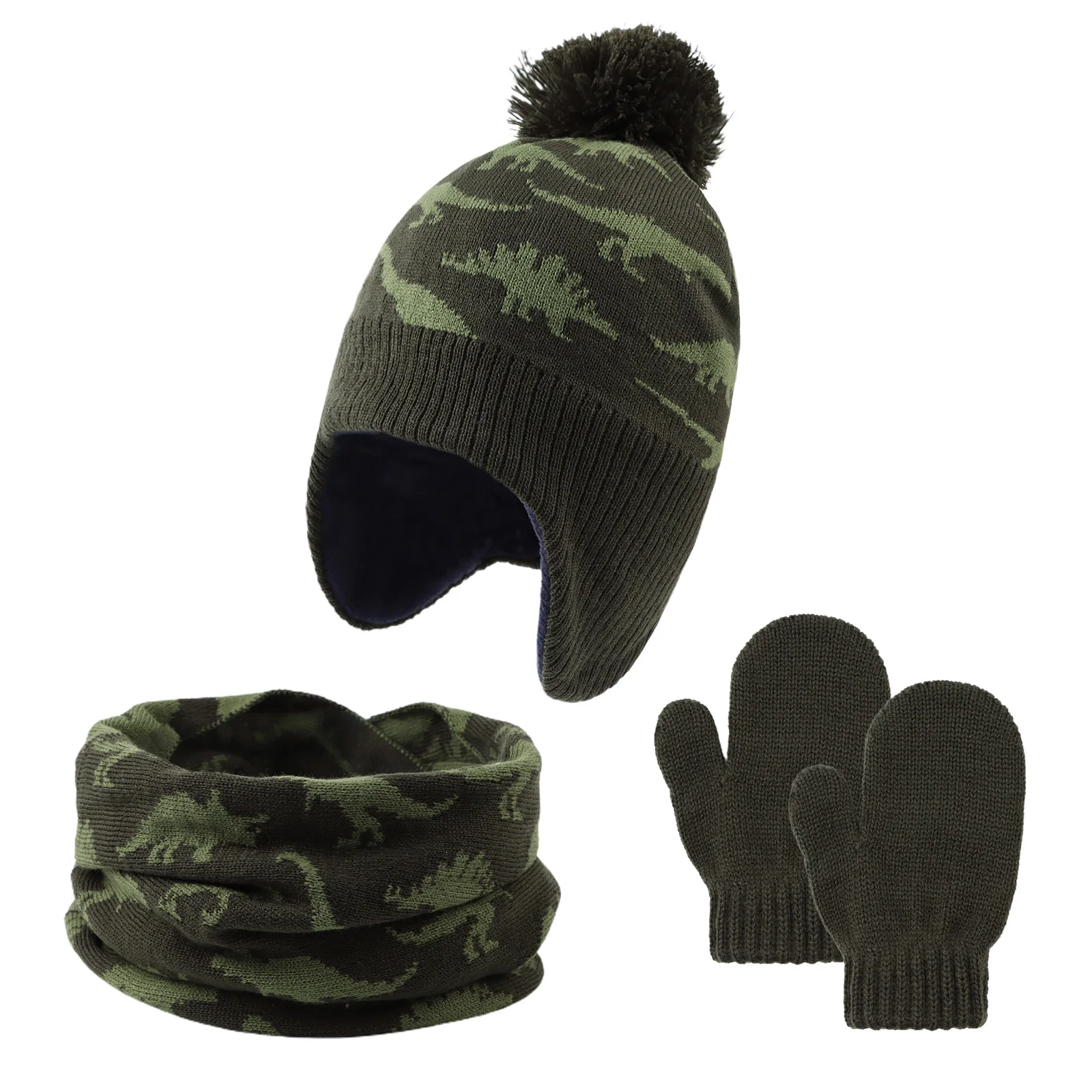 Tanio Kapelusz rękawiczki szalik dla chłopca zimowy ciepły zestaw dla sklep
