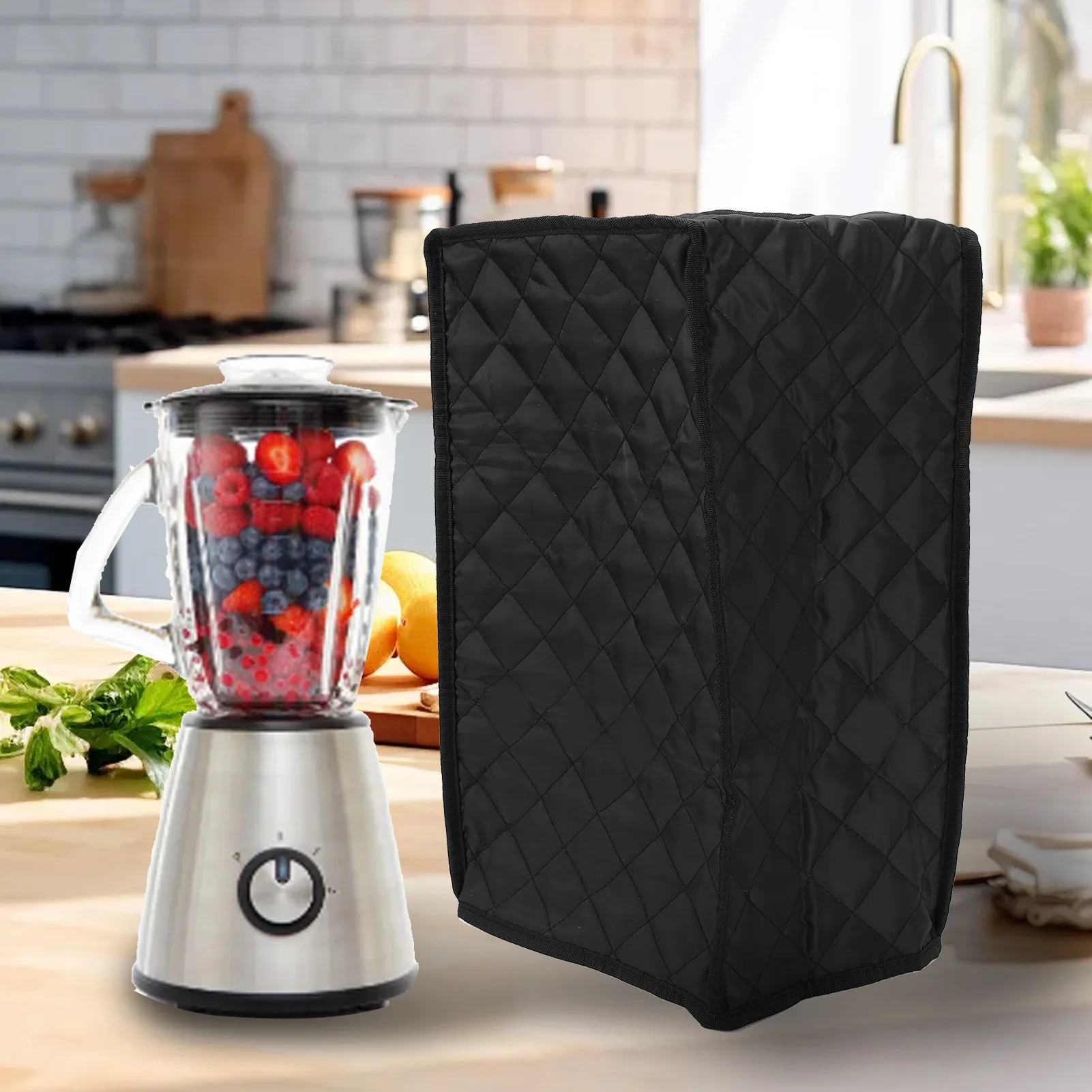 Kitchen Blender Dust Cover Black Quilted Fabric Blender Appliance Protector Covers For Food Processor