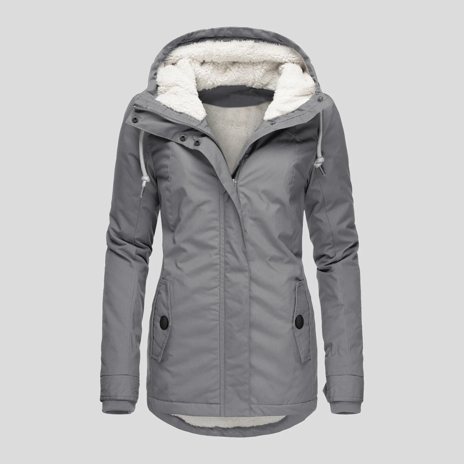 2022 Ladies Winter Clothing Coats and Jackets Harajuku Jacket Elegant Fashion Long Sleeve Cotton Outer Parka Zipper Hoodie