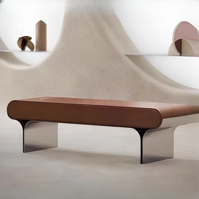 

Italian light luxury design for changing shoes and stools at home, stainless steel living room, home sofa, bench, bedroom