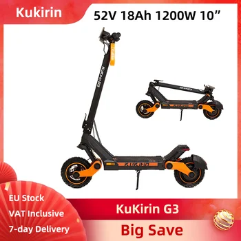 KuKirin G-03 Scooter Elettrico Pieghevole 1200W 52V 18Ah 10" Pneumatici Tubeless Pieghevole E-scooter 120Kg di Carico 60km Gamma 23 °   Arrampicata
