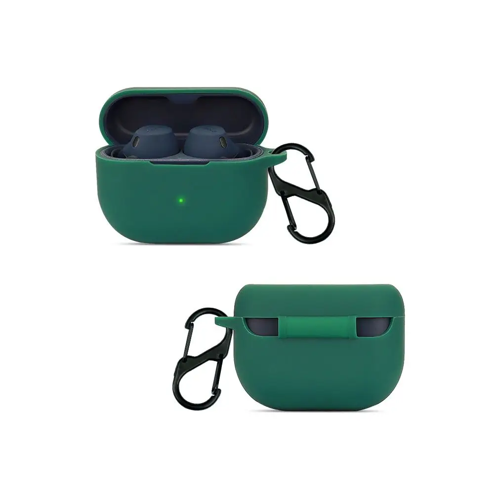 Shockproof Silicone Earphone Case with Hook - Solid Color, Anti-Scratch Protective Shell