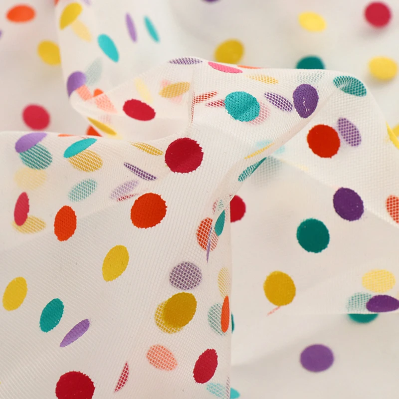

Домашняя юбка для девочки «сделай сам», кукольная одежда, сумка, занавеска, материал, белый фон, радуга, круглые точки, тюль, декоративная ткань