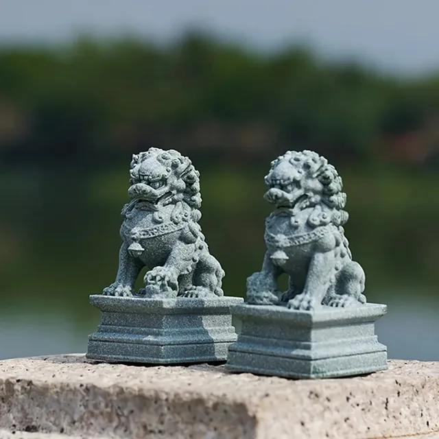 Statues de Lion gardien chinois Feng Shui, Figurines décoratives pour la maison, salon, Bar, café, ornement de bureau 1