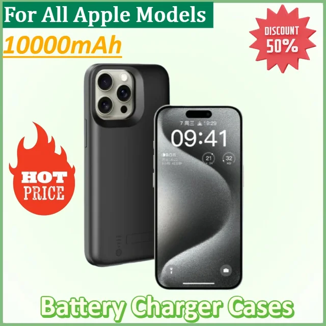 New 10000mAh Battery Charger Case for IPhone 6 6s 7 8 Plus 16 15 14 13 12 11 Pro Max Mini XR XS Max Battery Charging Power Bank