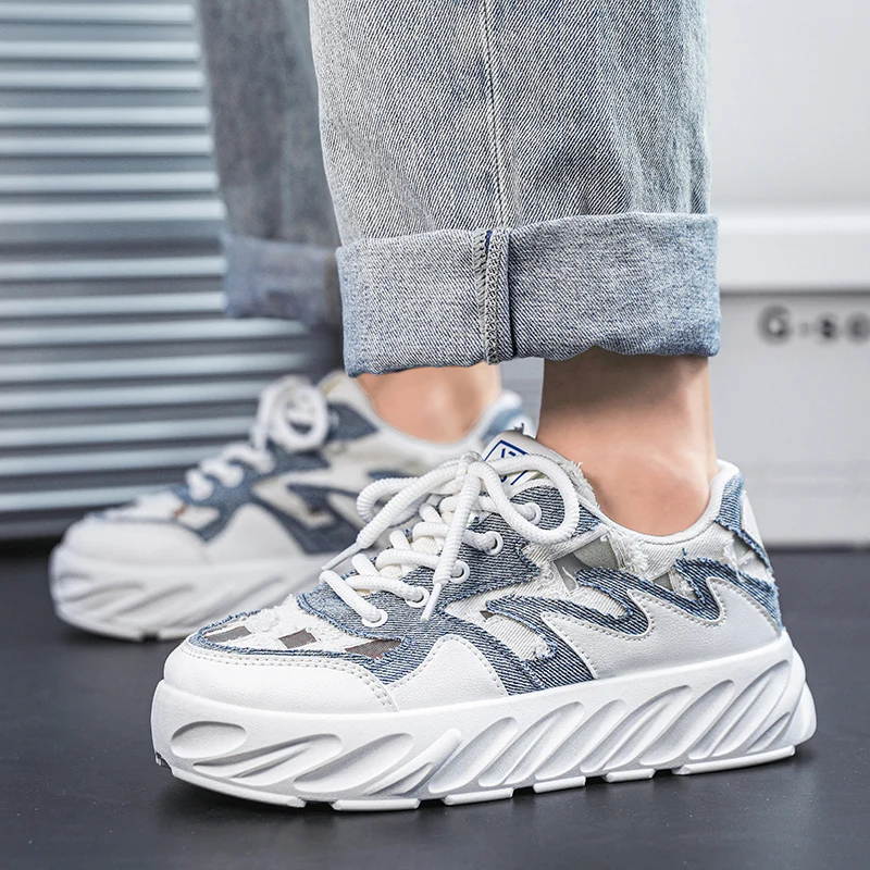 

2023 New Summer Breathable Men's Shoes Casual Versatile Fashion Shoes Thick Sole Small White Shoes Elevated Dad's Shoes