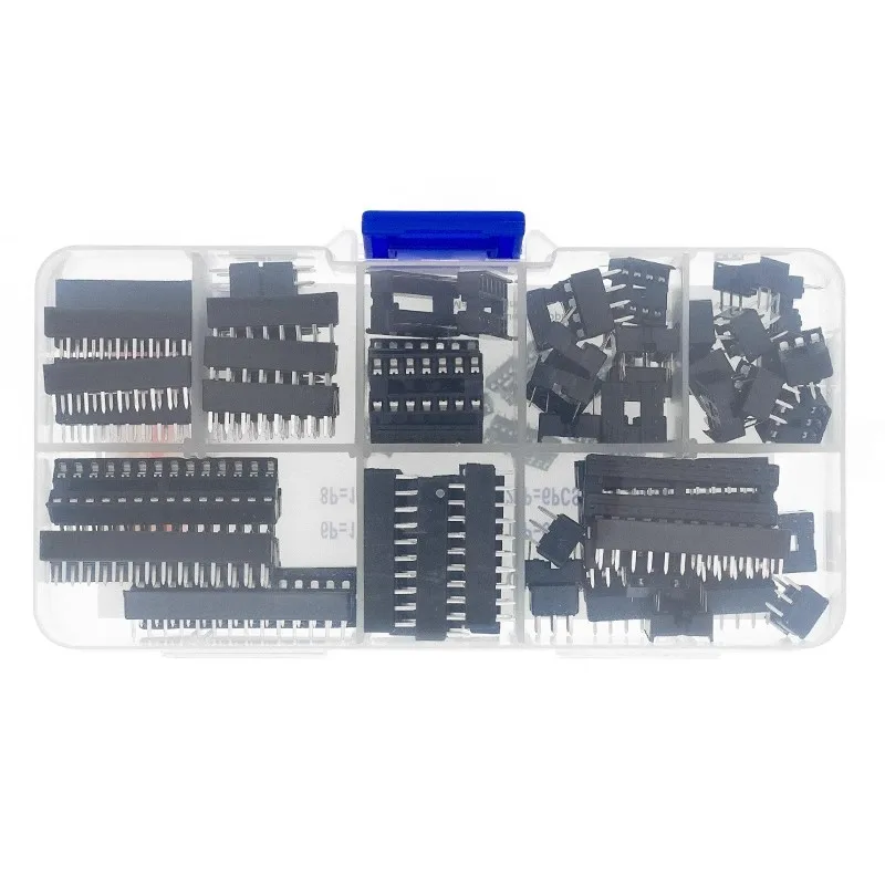 66PCS/Set DIP IC Sockets Adaptor Solder Type Kit 6,8,14,16,18,20,24,28 pins Integrated circuit IC Chip Socket image 2