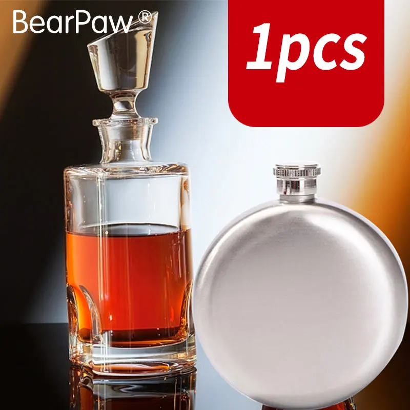 1 Pz 5Oz 8Oz Outdoor Round Wine Pot, Bottiglia Di Vino Barattolo Di Liquore, Bottiglie Di Alcol Whisky Rotonde, Flagon In Acciaio Inossidabile