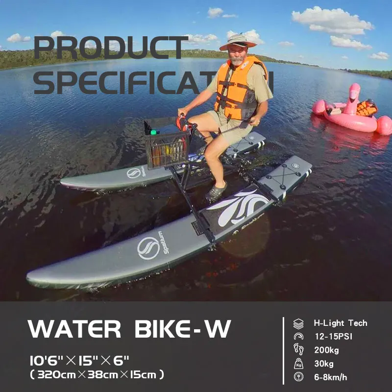 US/AU/ES Shipping Spatium Water Bikes Portable Inflatable Fishing Water Bike Pedal Bike Boats +Mat Water Sports For 1-2 People bicycle pump inflator portable steel pipe manual pump foot pedal floor air inflator external hose fits bike football basketball