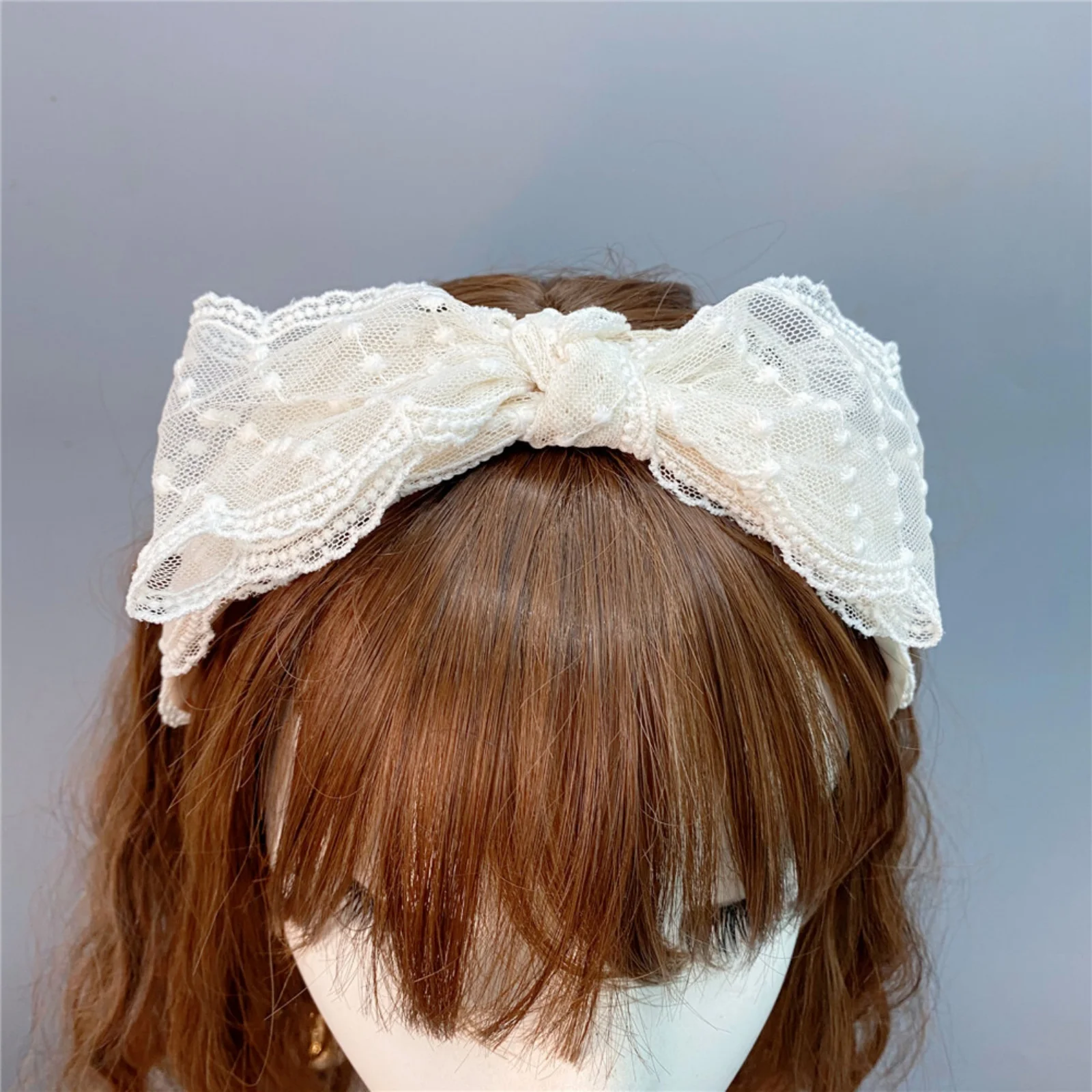 1PC Sweet lace oversized bow headband with wide edge mesh headband, hair accessory fairy