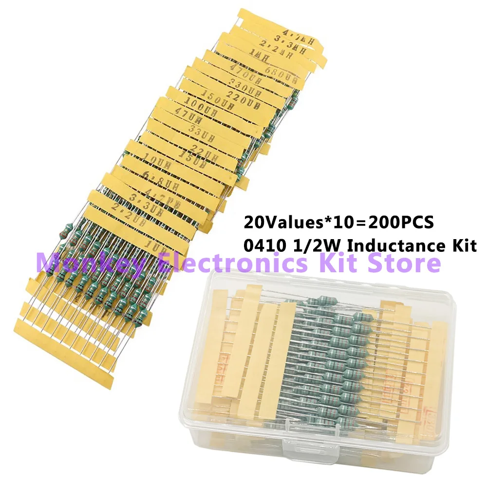 Inductor Assortment Kit 1Set 200PCS 1UH-4.7MH 20values DIP Inductance Color Ring