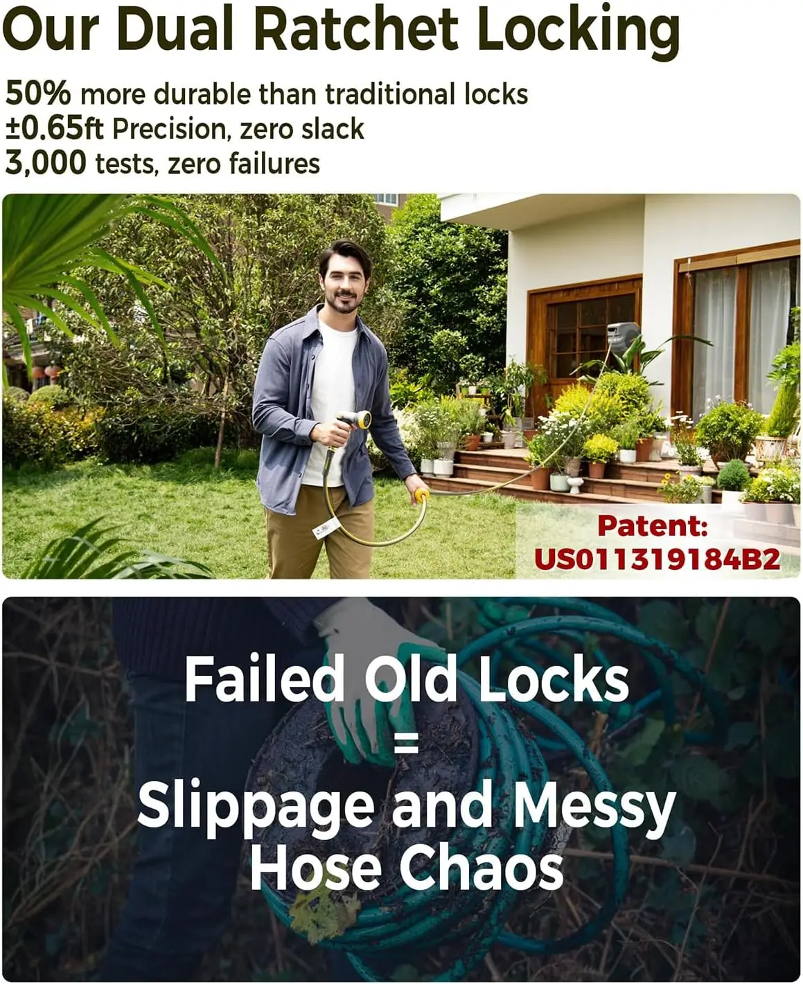 Retractable Garden Hose Reel 5/8 in x 100 ft Upgraded UV Resistant Heavy Duty Automatic Hose Reel Wall Mount 3/4 in Brass