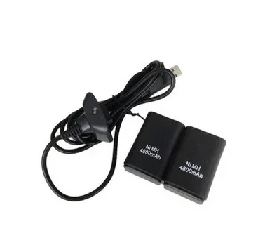 Rechargeable Battery 2Pcs 4800mAh with Charging Cable for Xbox 360 Gamepad rechargeable lithium batteries,rechargeable nickel zinc batteries,rechargeable nickel metal hydride batteries