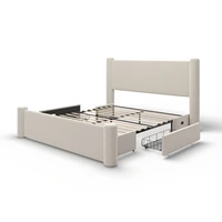 Мягкая двуспальная кровать LVHOM, 140/160×200 см, конструкция 3D-колонки, 2 ящиками для хранения и USB-портами для зарядки, terciopelo — изображение 6