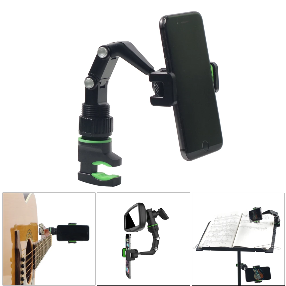 Universal Mic Stand Phone Holder Telephone Car Holder Live Broadcast BracketClip 360 Degree Rotating For 50-100mm Wide Phones