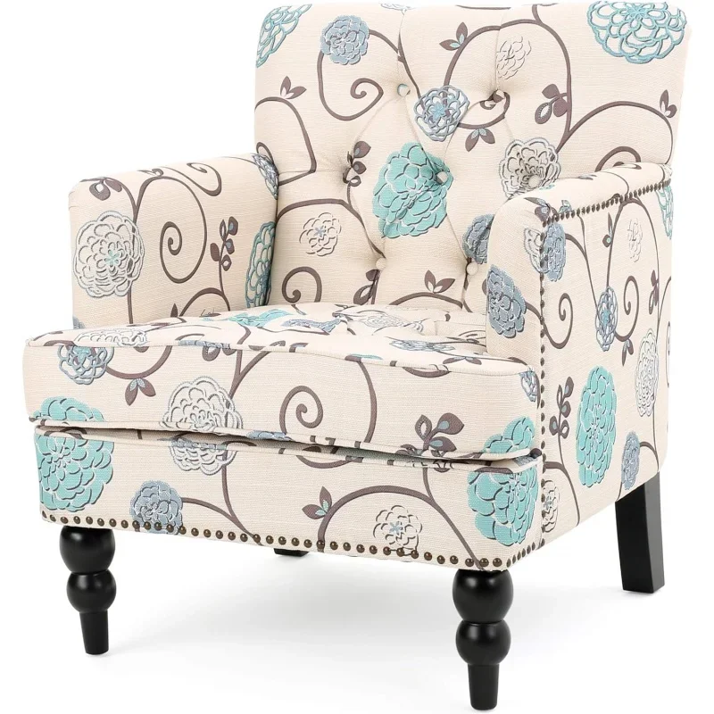 

Christopher Knight Home Harrison Fabric Tufted Club Chair, White / Blue (29.5"D x 28"W x 33.5"H)