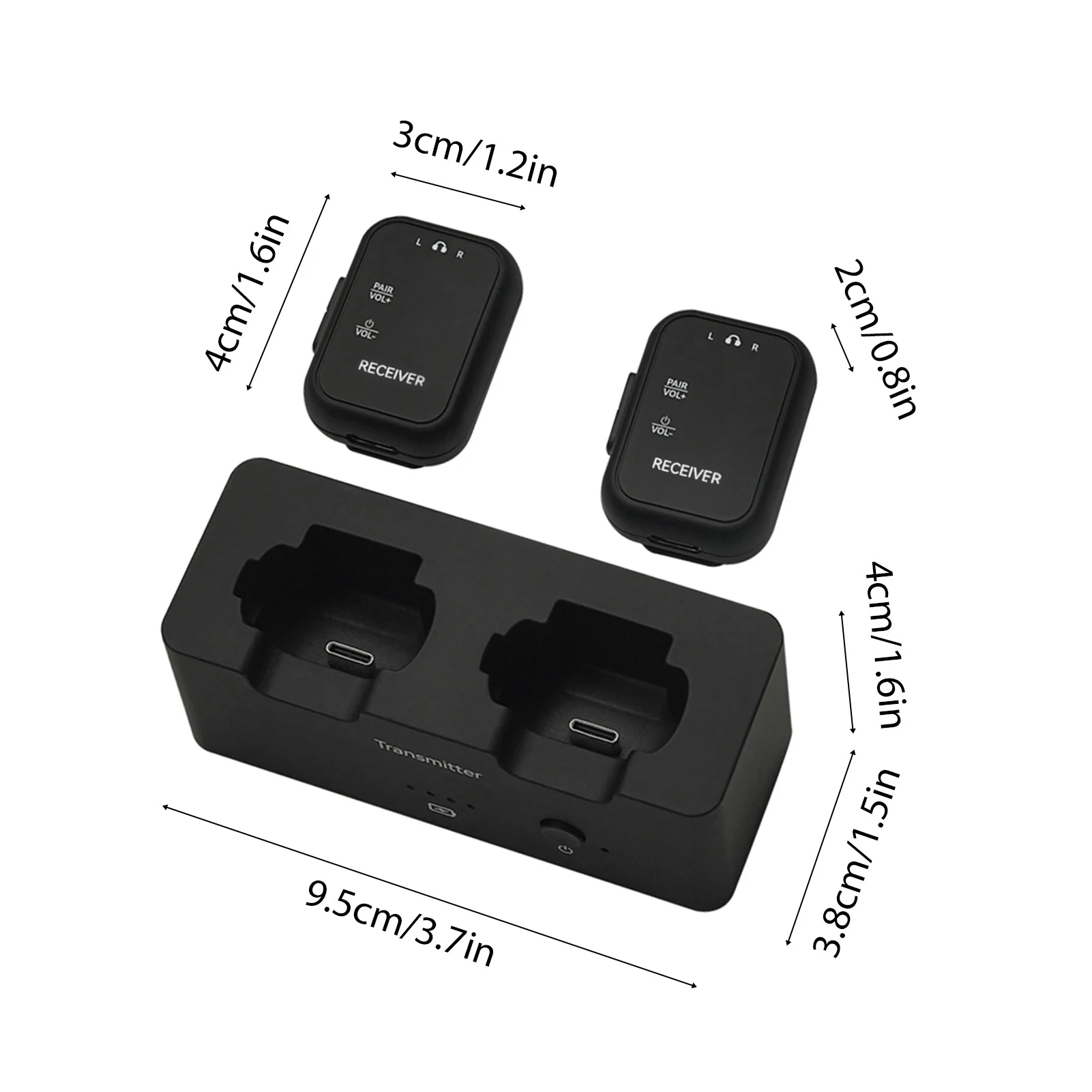 M-VAVE 2.4GHz Wireless Earphone Monitor Transmission System Rechargeable 1 Transmitter and 2 Receiver 4 Working Modes Lossless
