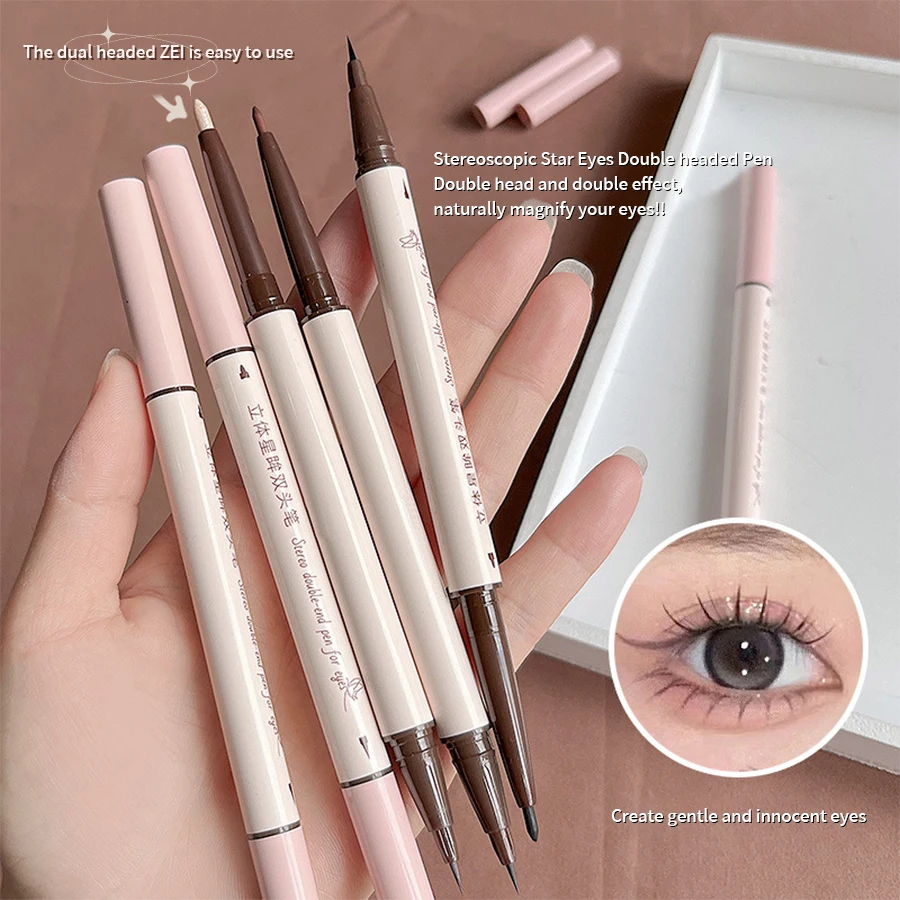 Double-headed Eyeliner Pen Evenly Pigmented Long Lasting Waterproof Smudge-proof Eye Make Up 6
