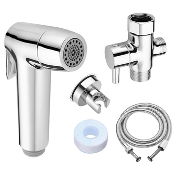 แบบพกพามือถือห้องน้ํา Bidet Sprayer ผู้ถือปืนทําความสะอาดด้วยตนเอง Bidet ก๊อกน้ําสเปรย์ 3 ทิศทางวาล์วห้องน้ําหัวฝักบัวท่อ 1
