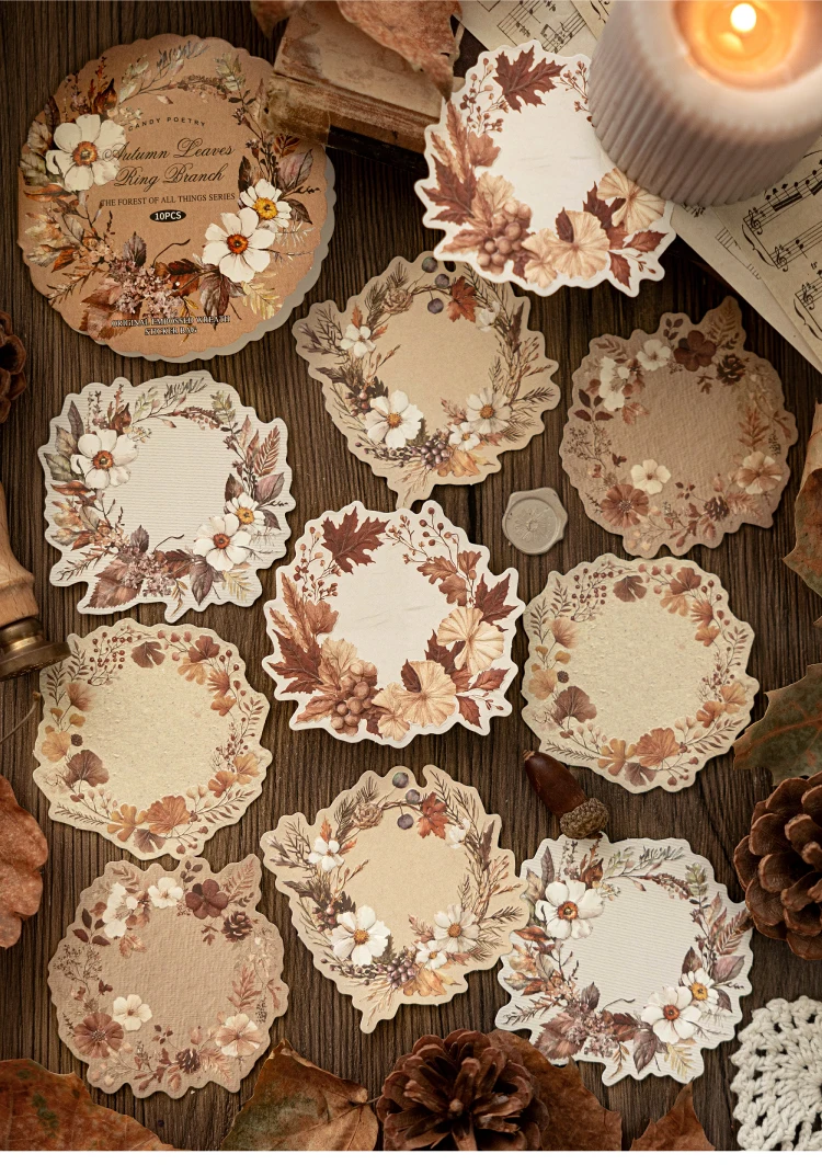 JIANQI 10-teiliges Vintage-Blumenkranz-Aufkleberpaket, dekoratives Scrapbooking-Tagebuch, Album, handgefertigtes Junk-Tagebuch-Zubehör – Detail 7