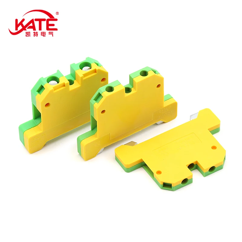 Din Rail Terminal Block Wire Connectors 1Pcs EK2.5 4 6 10 16 35 /35 Quick Mount Ground Terminal Electrical Wire Connector DIN Yellow Green SAK Rail Terminal Block