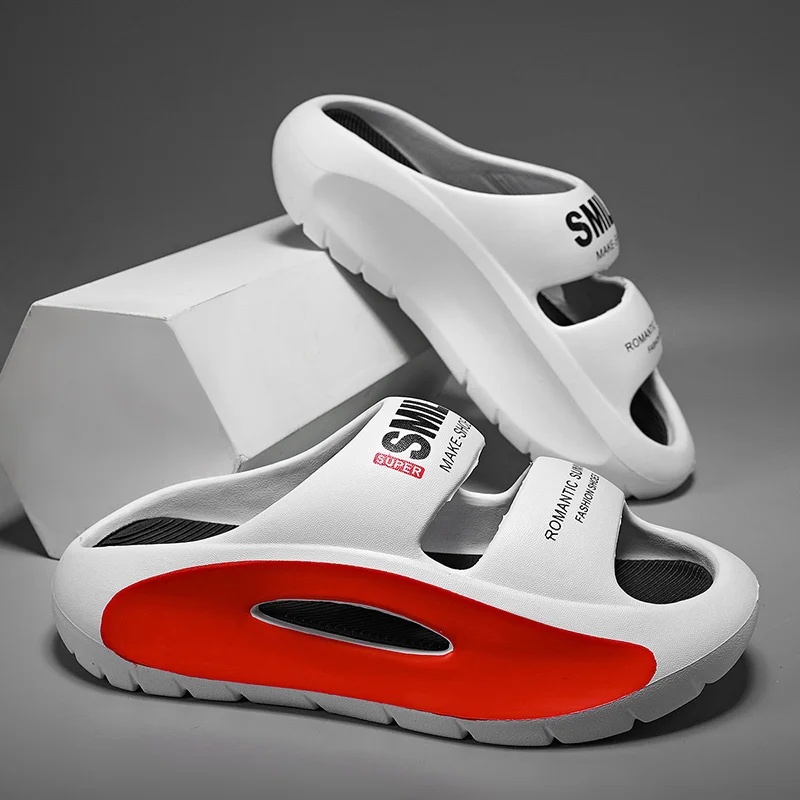 Vīriešu čības ar neslīdošām, neslīdošām vasaras čībām, ērtas ar biezu zoli, mīkstas putas, ārējais apģērbs_voghion.com