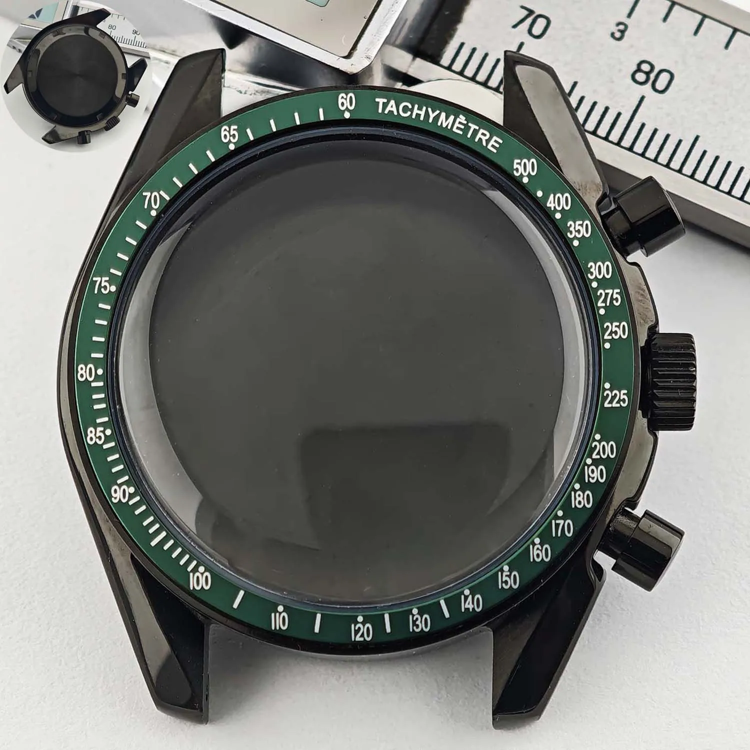Men's 39.7mm Stainless Steel Watch Case with Moon Back Cover