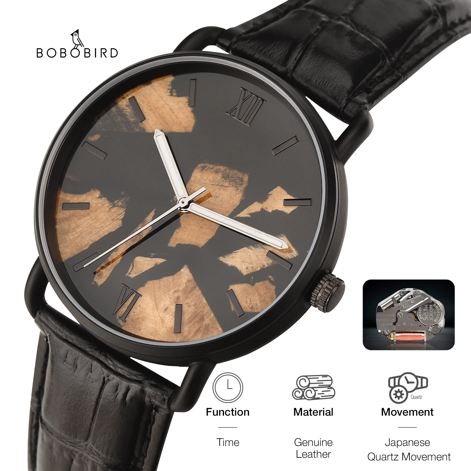 BOBO BIRD Men's Watches 2022 Creative Wood Watch for Men Resin Wooden Man Quartz Wristwatch Relogio Masculino Montre Homme