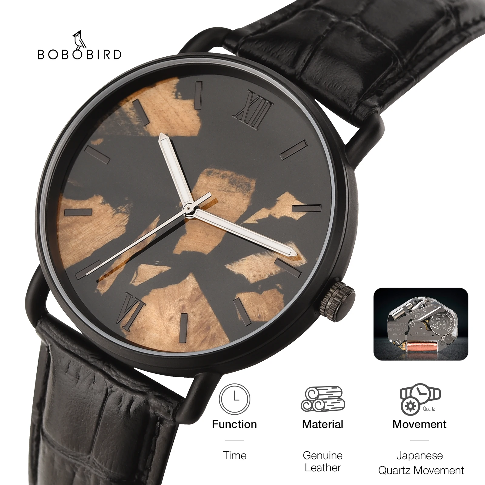 ewa eco wood art деревянный конструктор 3d прицеп к трактору беларус 82 2022 1 0 BOBO BIRD Men's Watches 2022 Creative Wood Watch for Men Resin Wooden Man Quartz Wristwatch Relogio Masculino Montre Homme