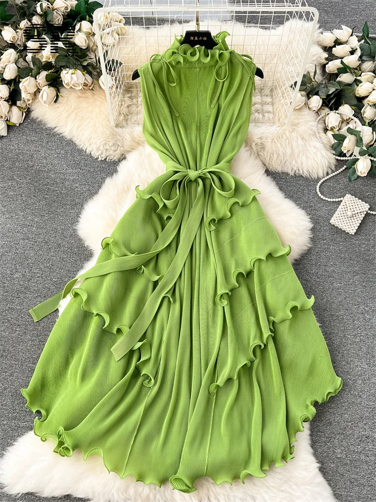 chinese dress ladies Jackie Wide Ruffle Hem Pinafore Midi Dress White