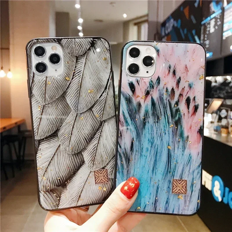 Gold Foil Silicone Phone Case For iPhone 16 15 14 13 12 11 Pro Max Plus
