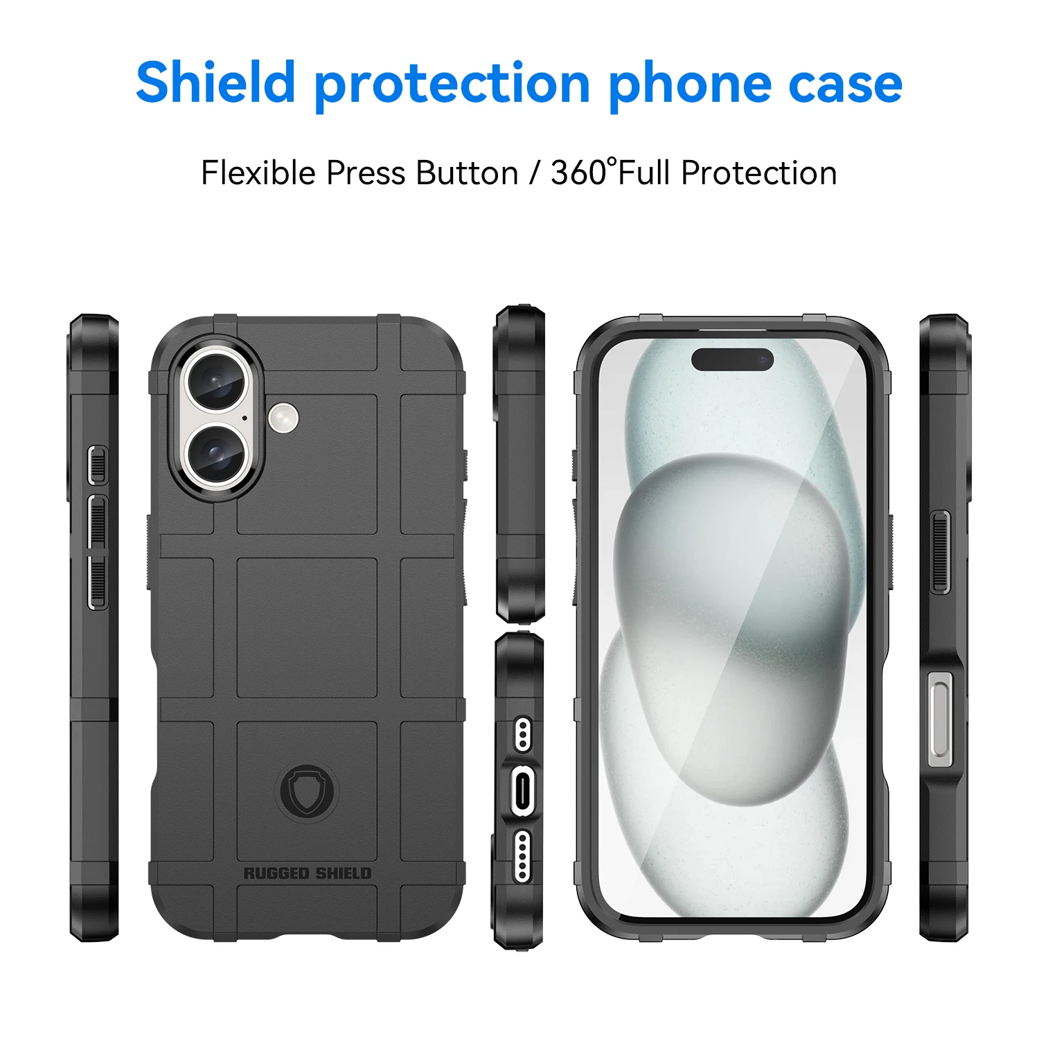 Rugged Shield Shockproof TPU Rubber Phone Case