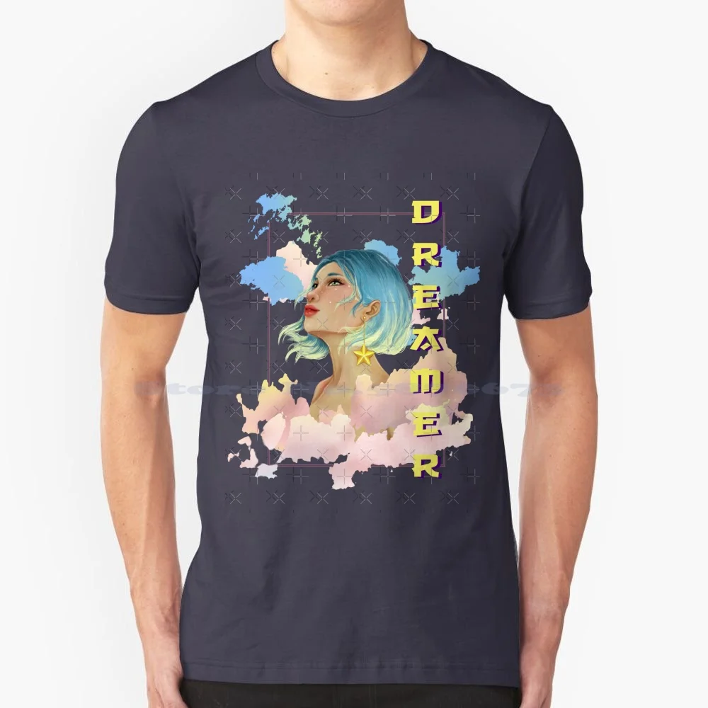 Dreamer T Shirt 100% Cotone Tee Fantasy Yinzani Streetwear Nuvole Sky Daydream Dreamer Dreamer Galaxy Artsy Artistico