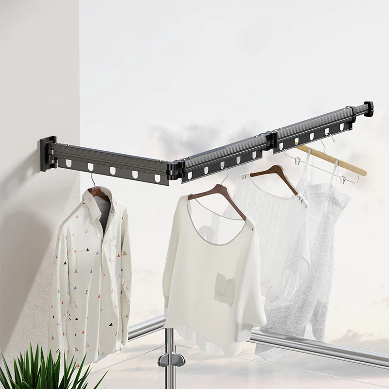 Household Clothing Drying Rack Wall Mount folding Drying Rack Balcony Bedroom Aluminum Alloy Towels Laundry Hanger Space Saver 4