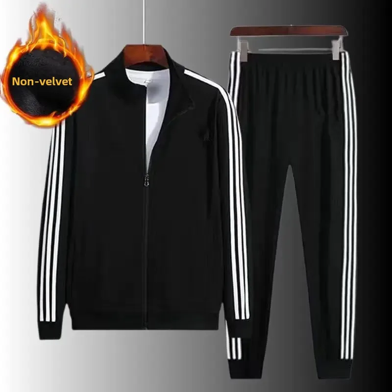 2023 New Fleece-Lined Couple Suit Three-Piece Fashionable Korean Style Casual Sports Slims Set For Men 3