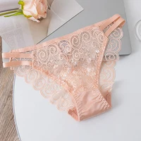 Culotte creuse en dentelle pour femmes, 1 pièce, en coton, respirant, confortable, Triangle, maille transparente, slip taille basse, sous-vêtements 2