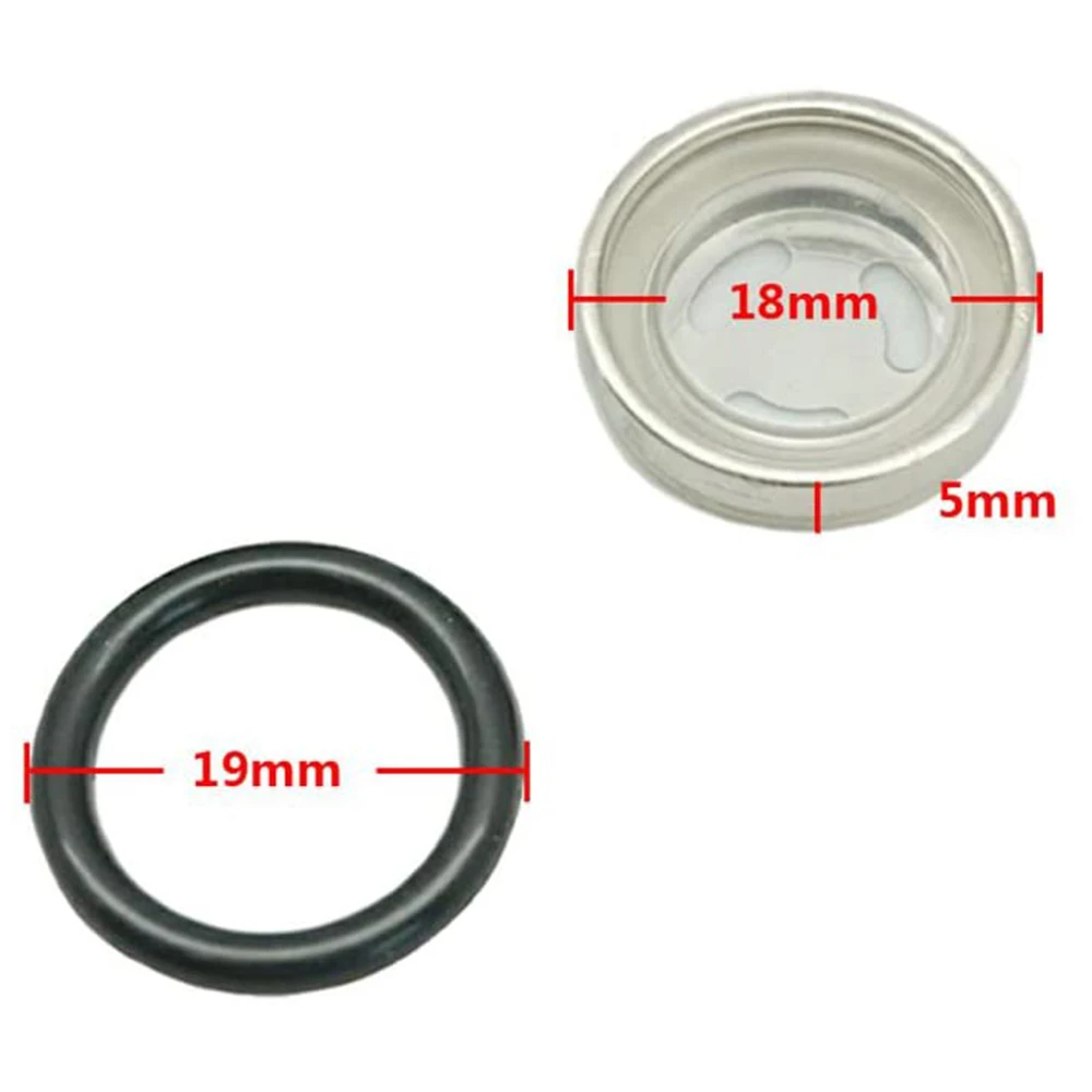 2Pcs Universal 18mm Motorcycle Sight Glass Oil Sight Glass Seal Iron Rubber For Brake Pump Brake Cylinder