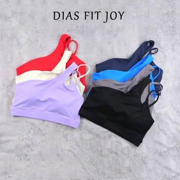 DIA FIT JOY Yoga Sports Bra Single Shoulder Irregular Strap Naked feel Sensation Beautiful Back Design Comfortable Breathable